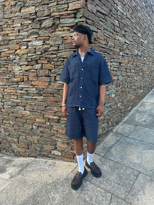 Camisa Texturizado Azul Marinho
