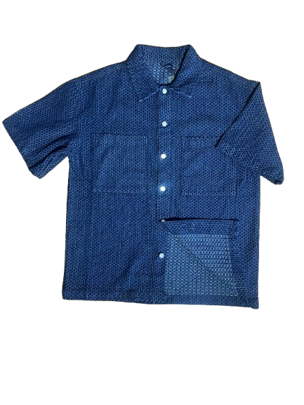 Conjunto Camisa & Calções Texturizados Azul Marinho