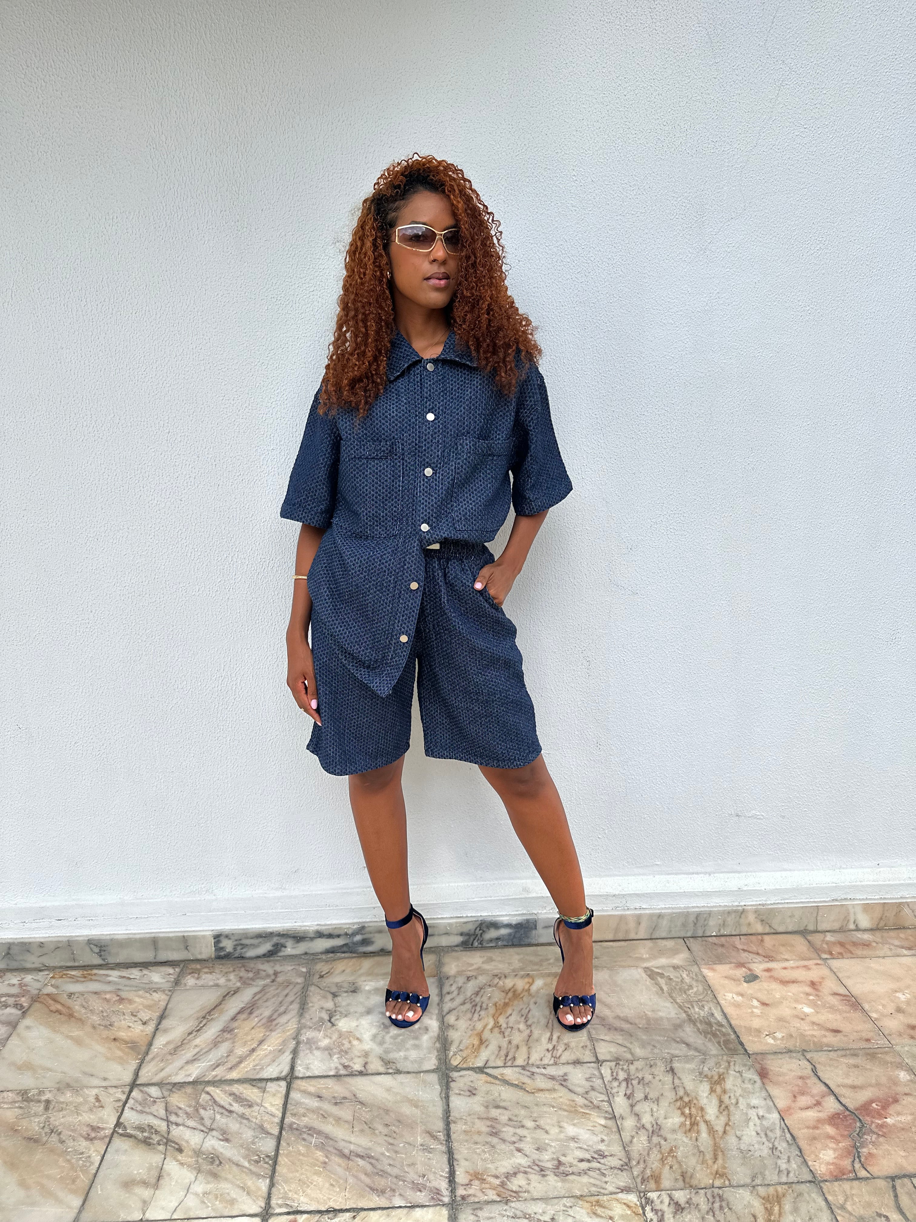 Camisa Texturizado Azul Marinho