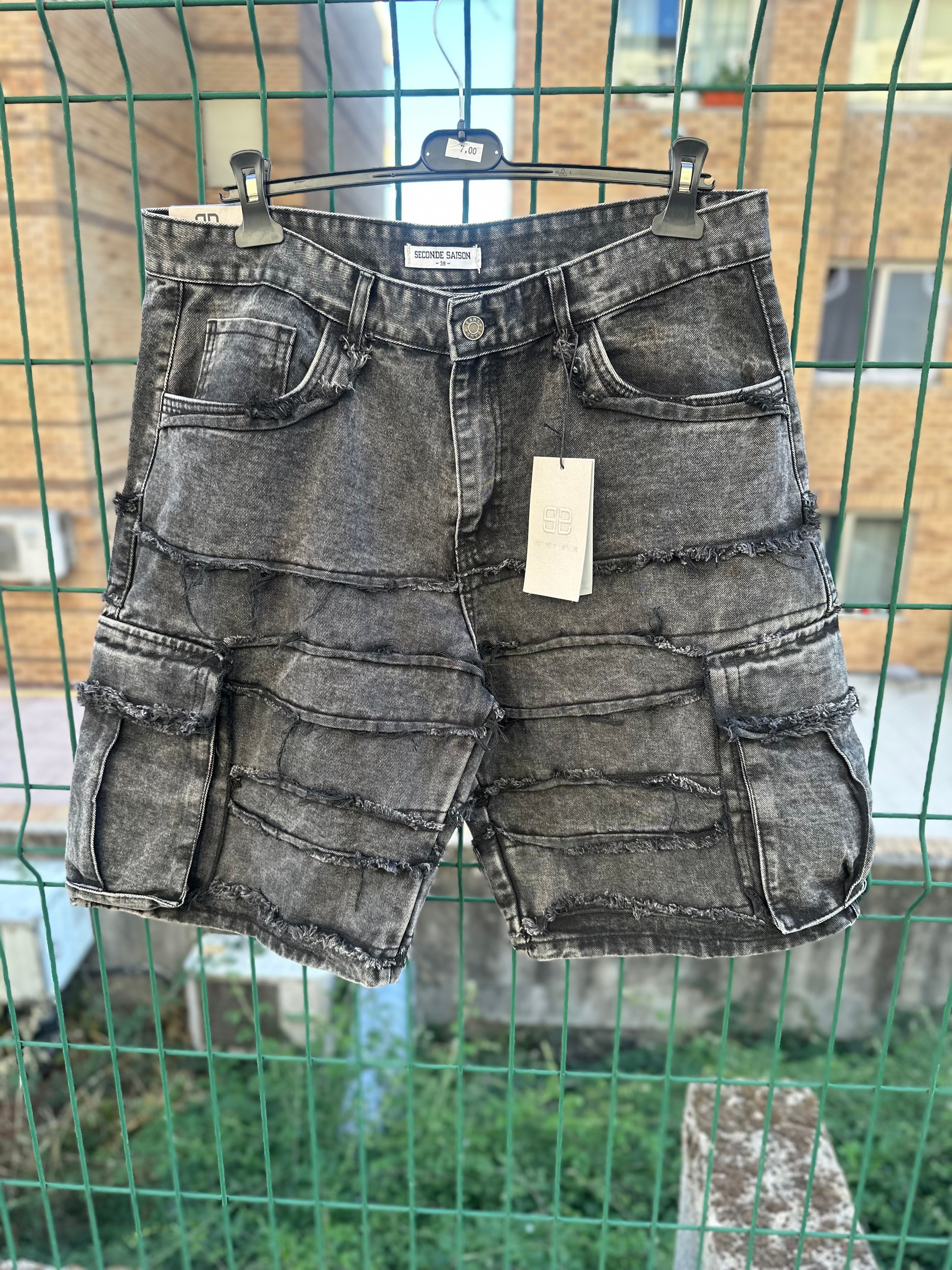 Calções Cargo Denim Wash