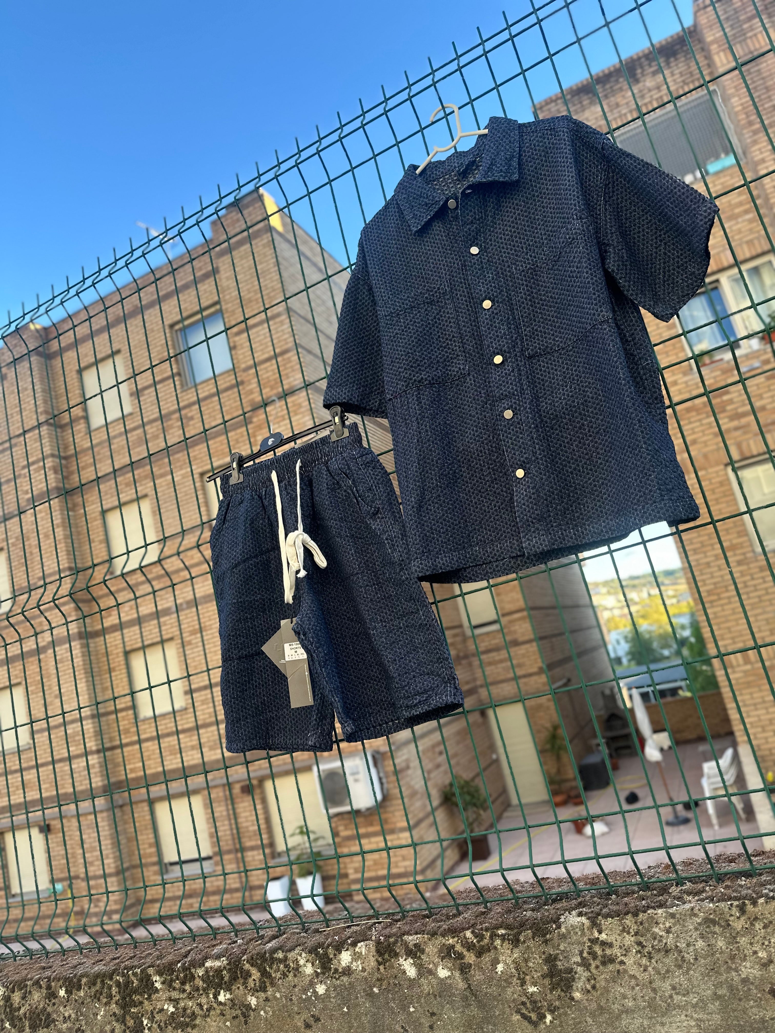 Camisa Texturizado Azul Marinho