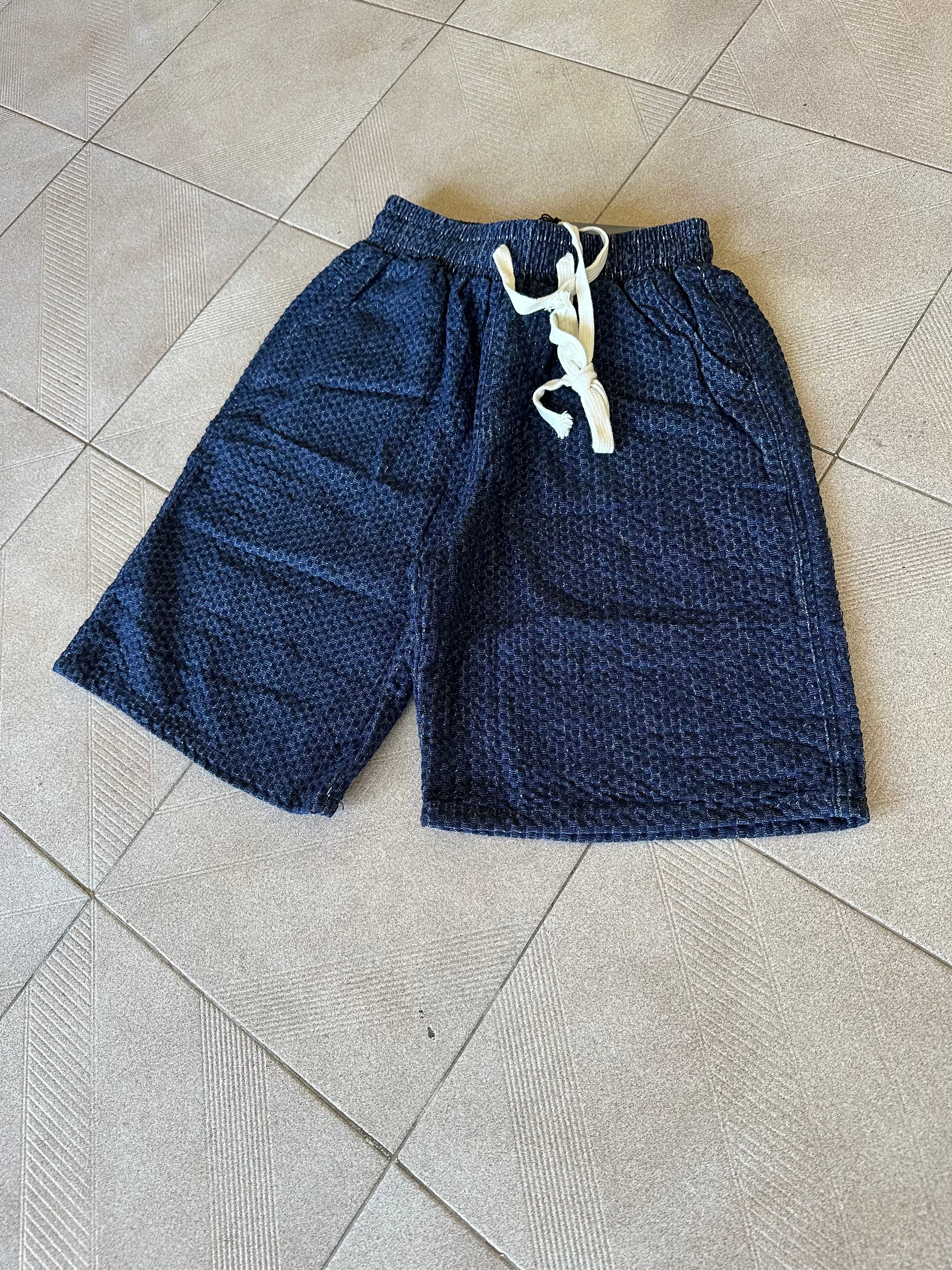 Calções Texturizados Azul Marinho