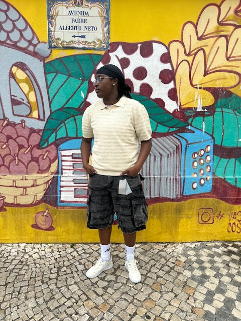 Calções Cargo Denim Wash