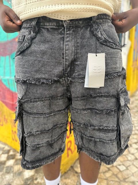 Calções Cargo Denim Wash
