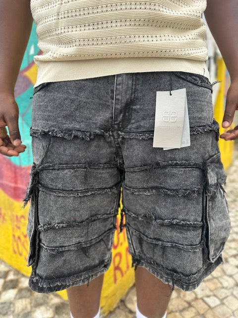 Calções Cargo Denim Wash